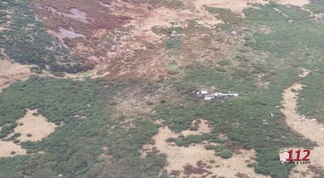 Imagen aérea del lugar donde impactó la avioneta. | FOTO: 112 Castilla y León.