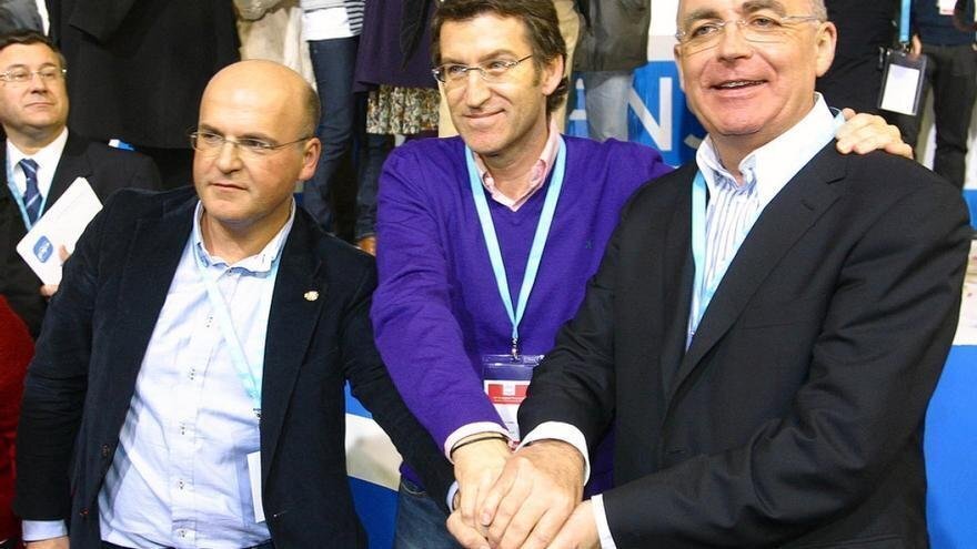 Baltar, Feijóo y Jiménez, poco antes de los líos post congreso provincial del 2010.