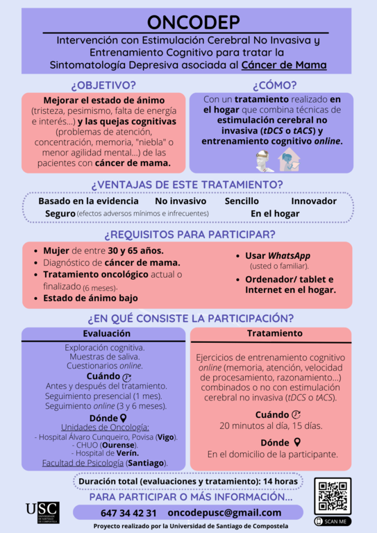 Díptico del programa de investigación OncoDep, en el que participa la verinense Cristina Salgado.