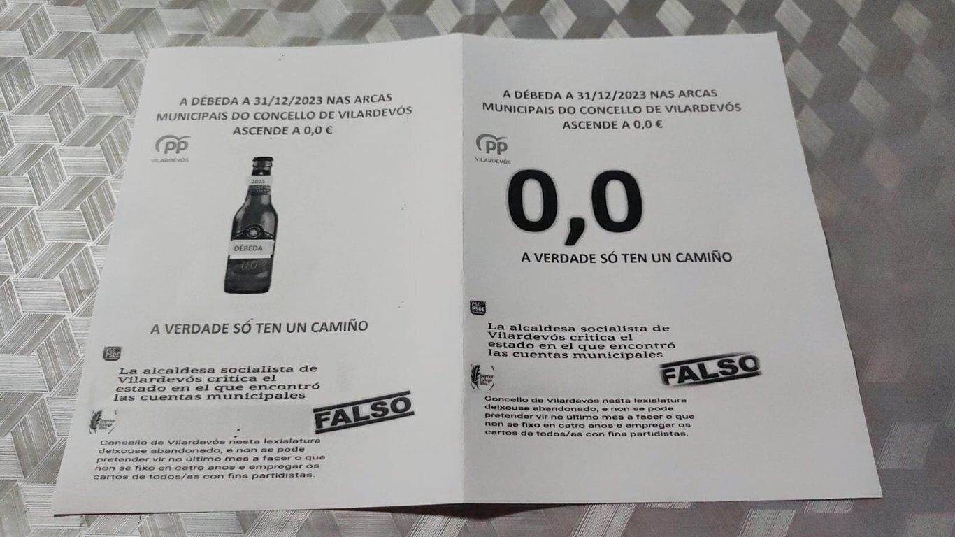 El panfleto que está distribuyendo el Partido Popular de Vilardevós.