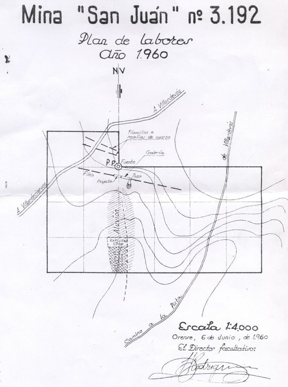Plano de labores de la Mina de San Juan, la Foca. 1960.