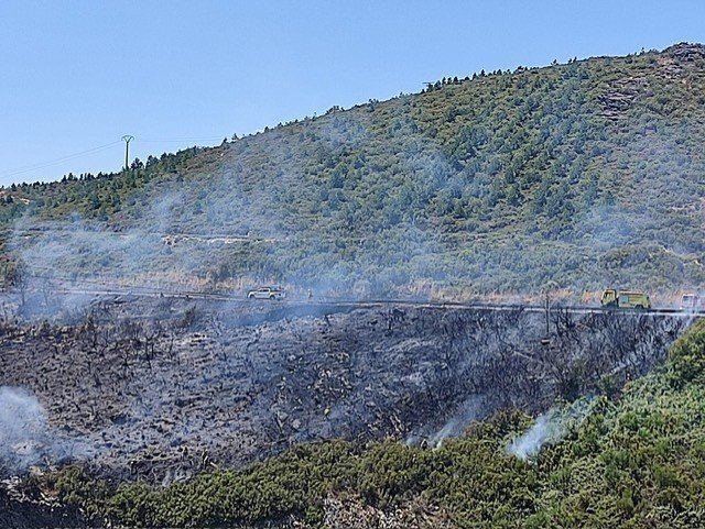 Área afectada en el incendio de Laza el 2 de agosto de 2024. Foto | Concello de Laza