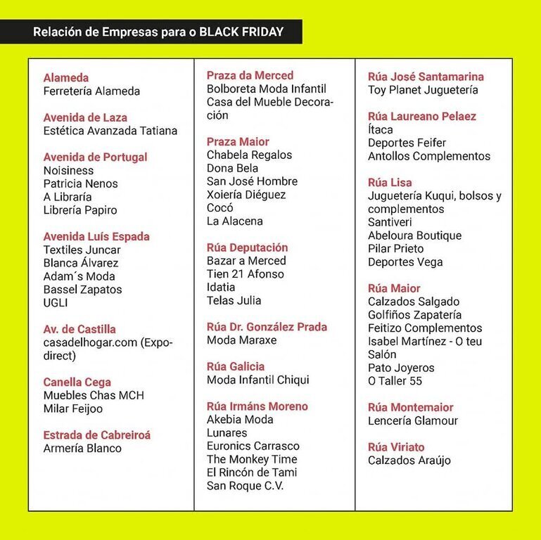 relación empresas black friday verín 2024 aever