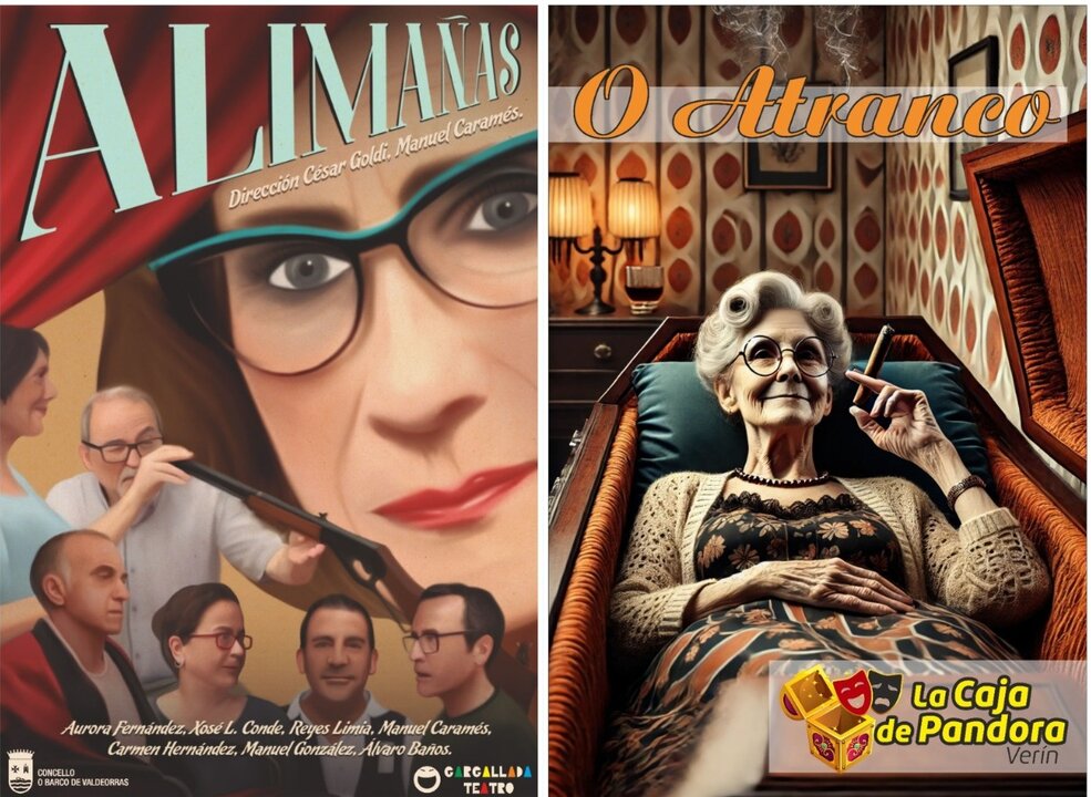 Carteles de las obras que se representarán los días 8 y 9 de febrero en el Auditorio de Verín.