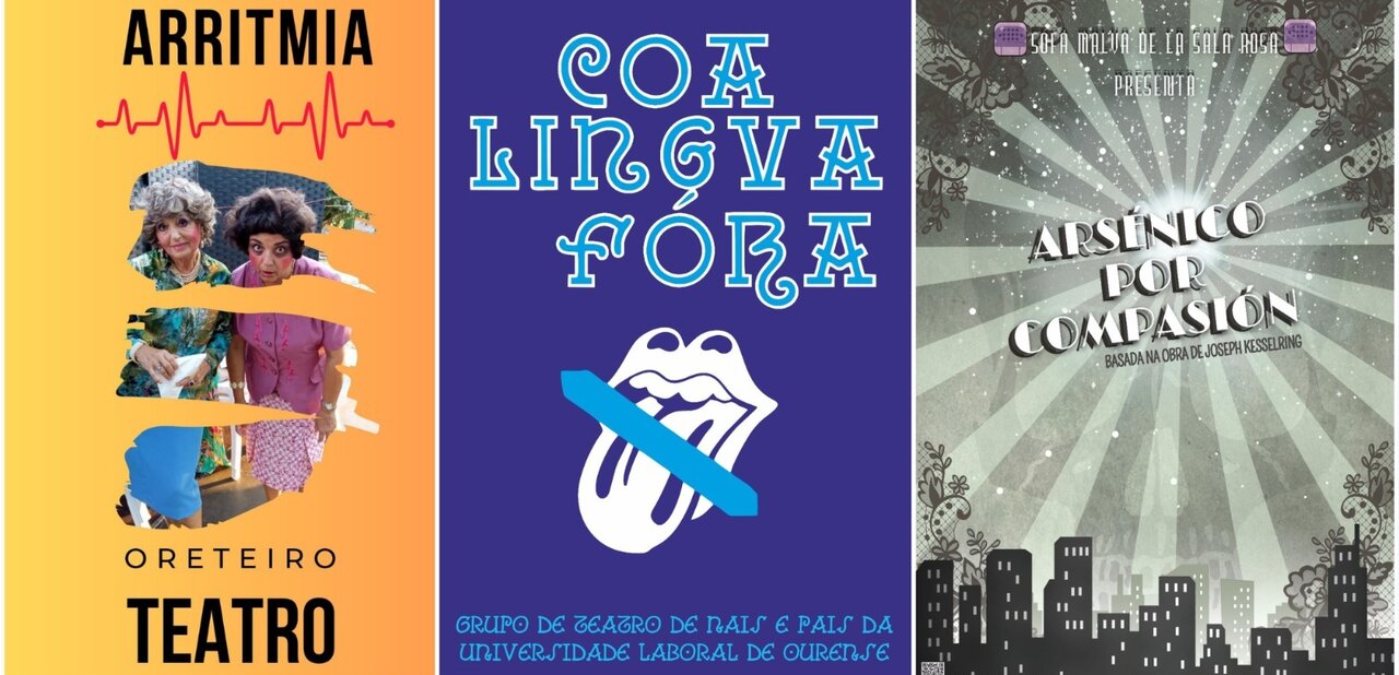 Carteles de las obras teatrales que se representarán los días 31, 1 y 2 de febrero en el Auditorio de Verín.