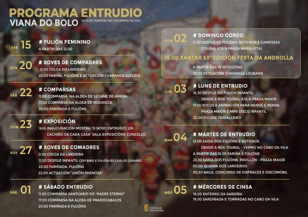 Programa Entrudio Viana do Bolo 2025