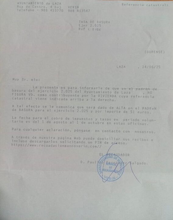 20250723 Alta padrón basura laza, polémica nuevas altas más recaudación