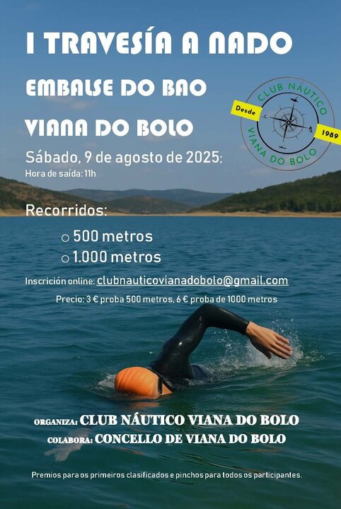 20250809 Travesía a nado embalse Viana do Bao, Viana