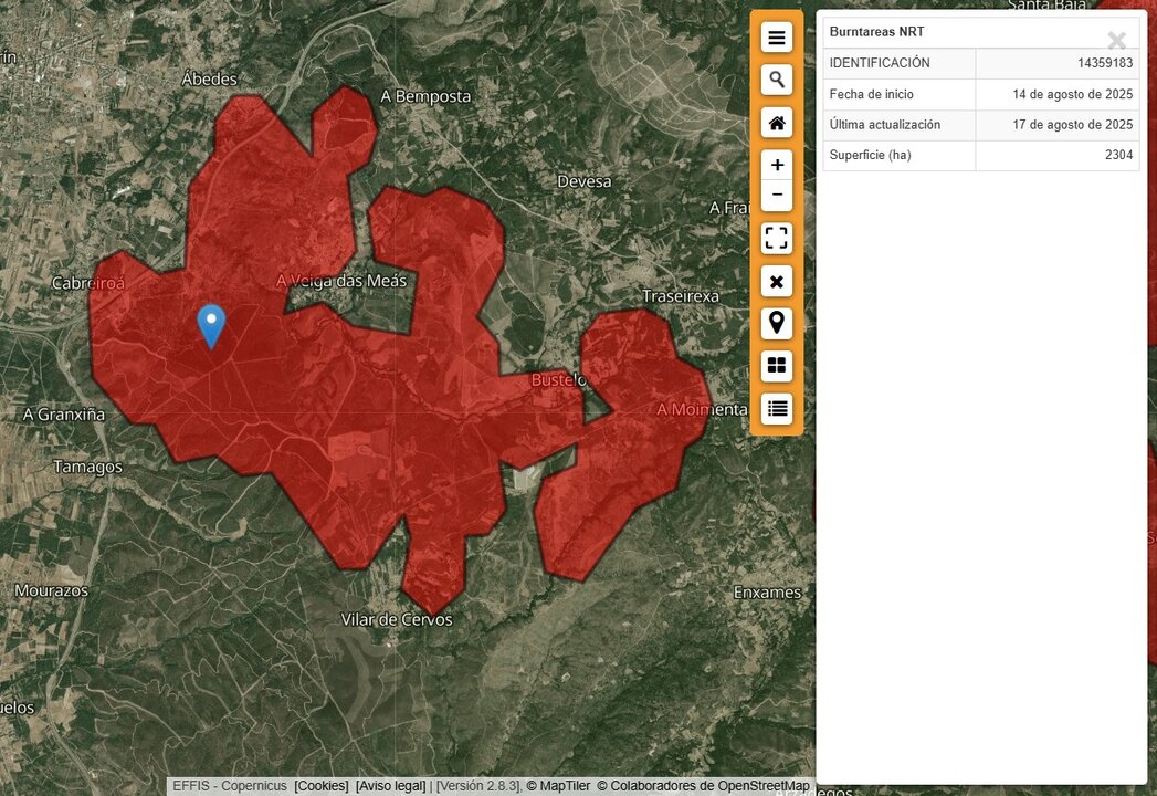 20250820 IFVilardeCervosVilardevós Copernicus área quemada