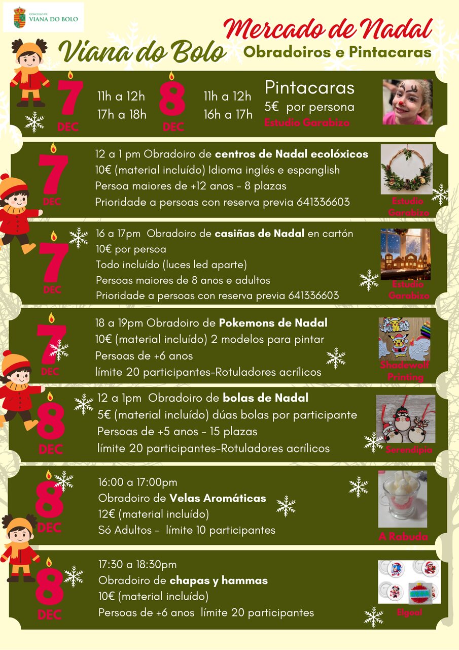 Programación detallada Mercado de Navidad de Viana do Bolo 2025.