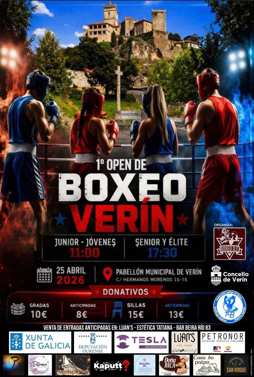 Cartel oficial del primer Open de Boxeo que se celebrará en las instalaciones deportivas del municipio.