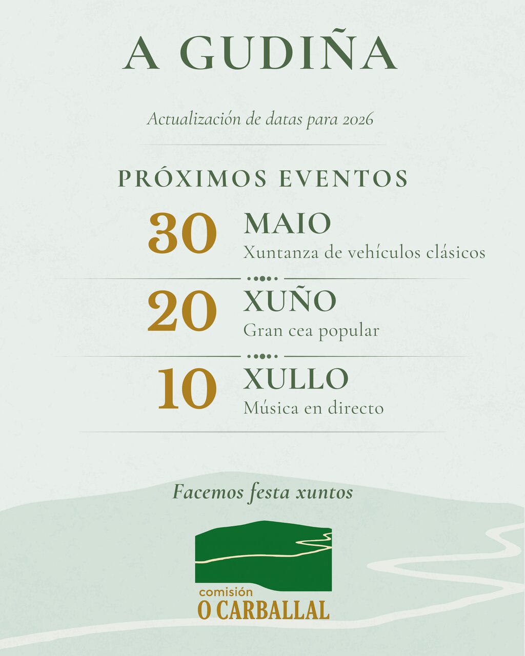 Proximos eventos organizados por la Asociación O Carballal en A Gudiña.