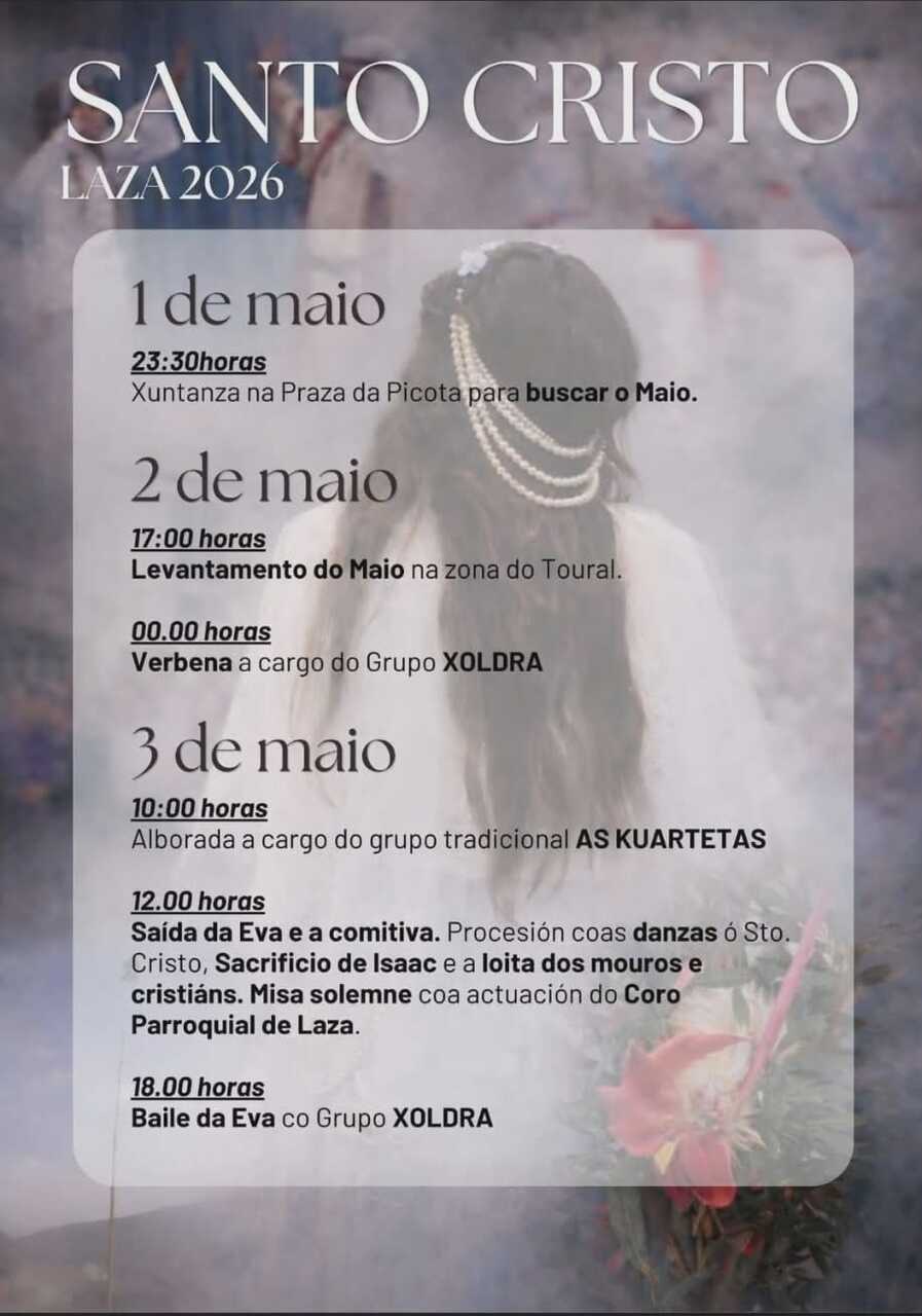 El cartel oficial detalla todos los actos y horarios del Santo Cristo de Laza para este año 2026.