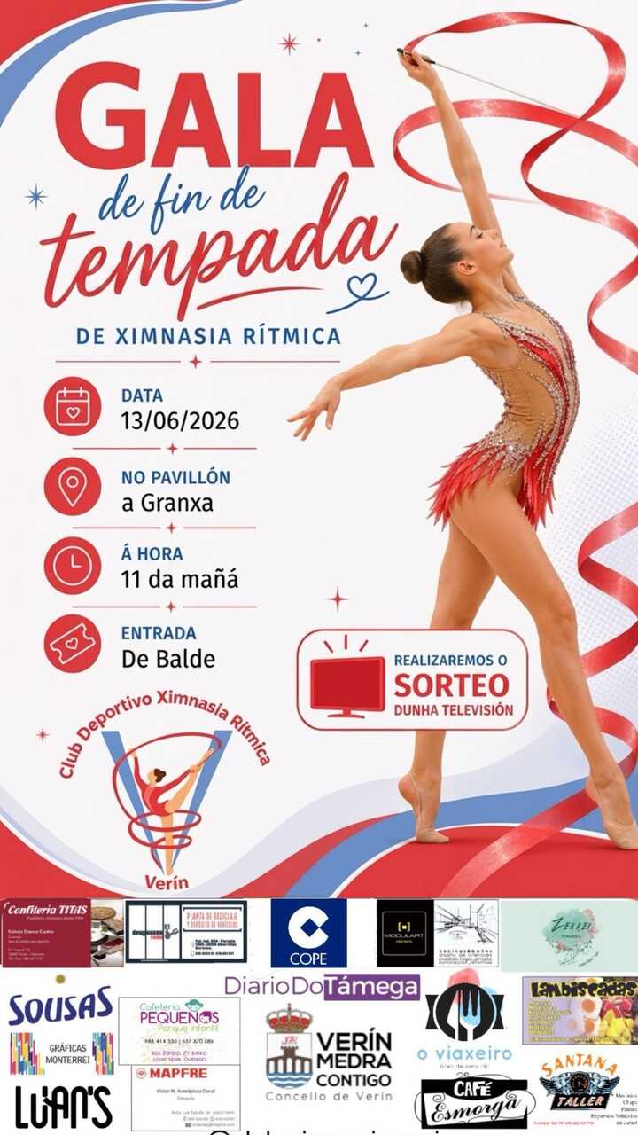 Cartel do festival de fin de tempada organizado polo Club Deportivo Ximnasia Rítmica Verín.