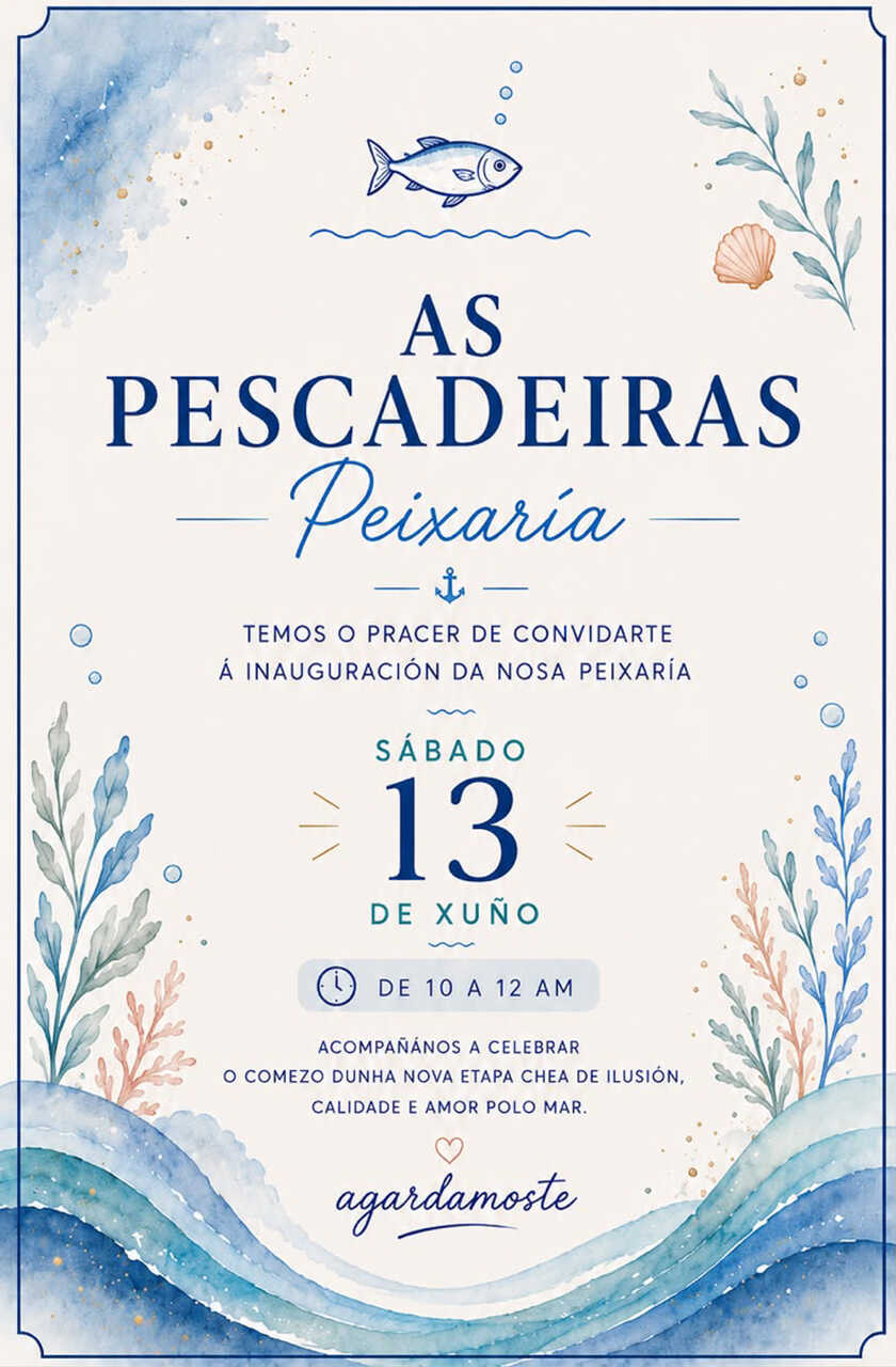 Cartel de inauguración de As Pescadeiras.