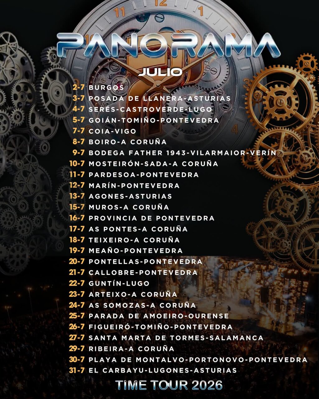 Actuaciones de la Orquesta Panorama durante julio del 2026.